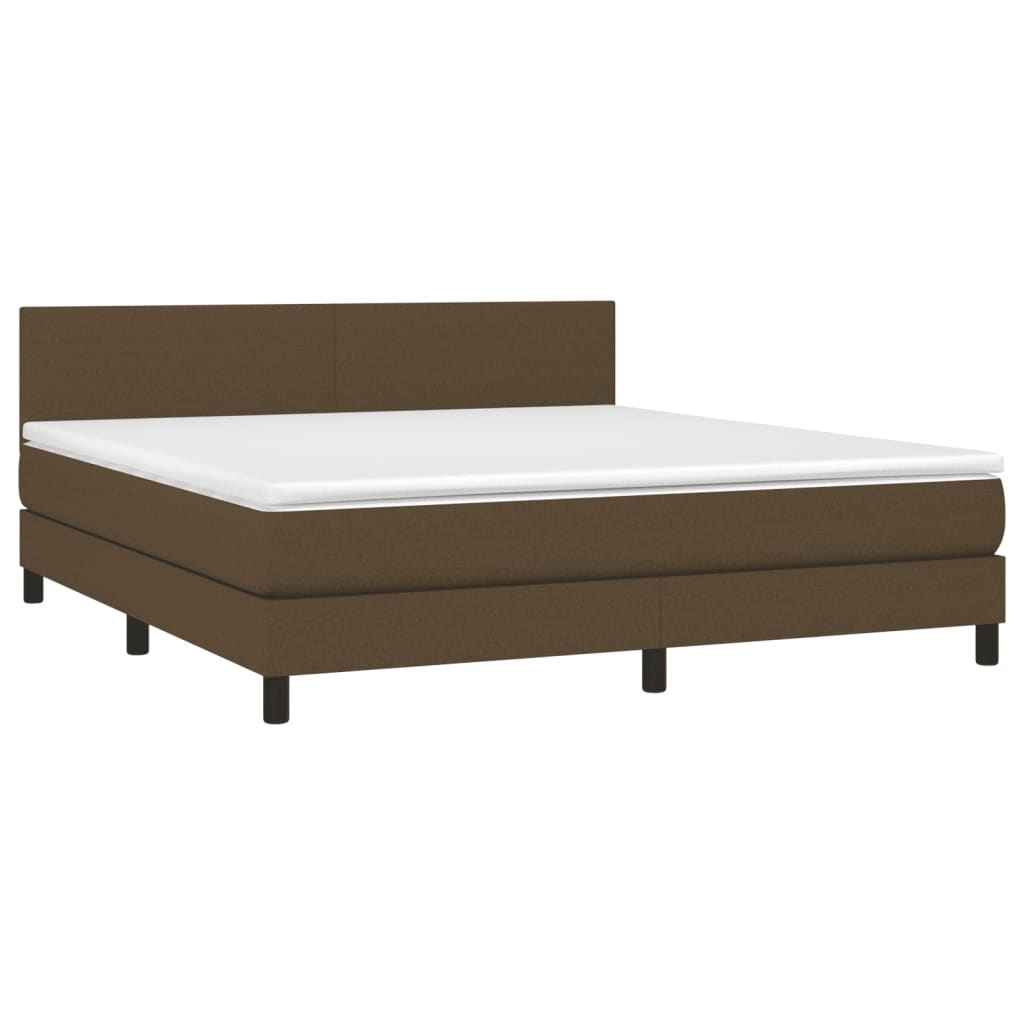 Krevet box spring s madracem LED tamnosmeđi 160x200 cm tkanina