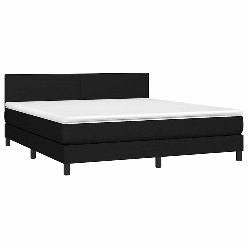 Krevet box spring s madracem LED crni 180x200 cm od tkanine