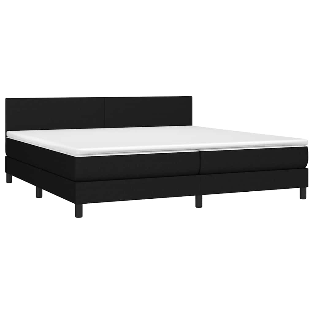 Krevet box spring s madracem LED crni 200x200 cm od tkanine
