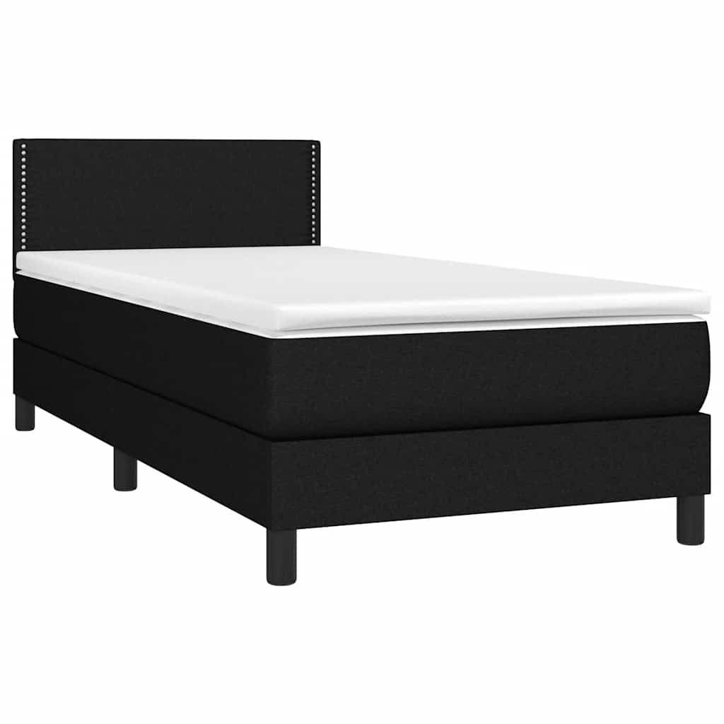Krevet box spring s madracem LED crni 100x200 cm od tkanine