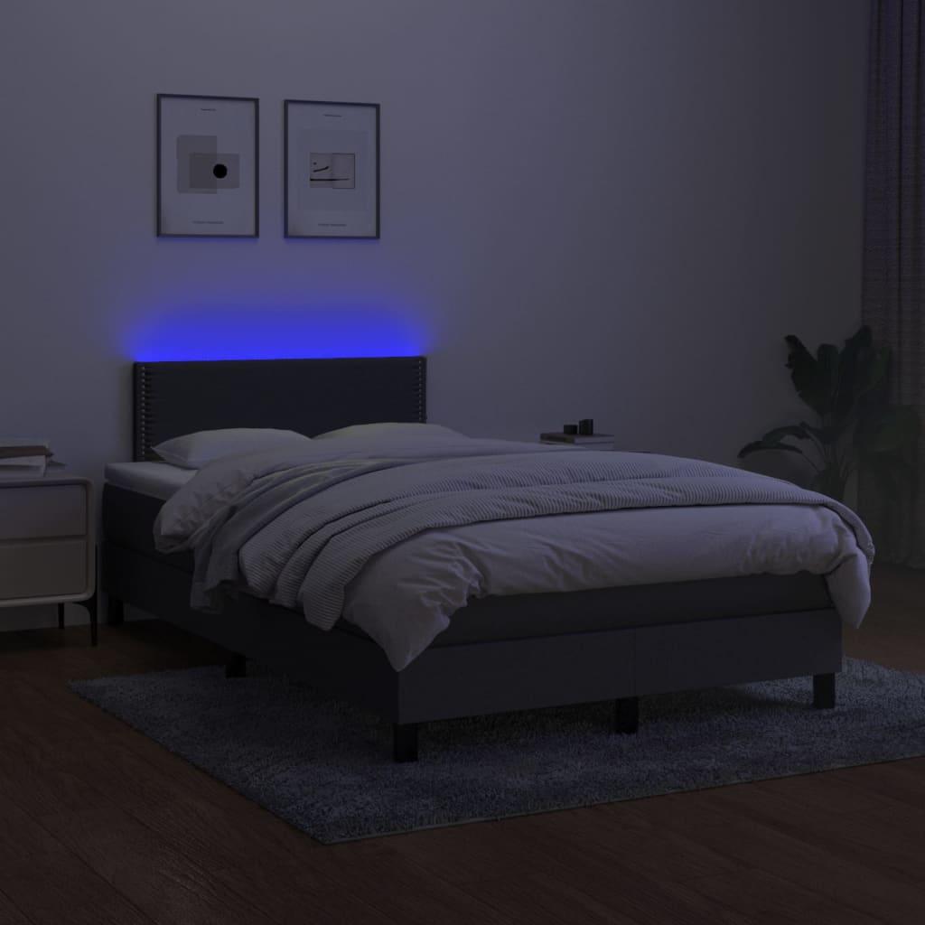 Krevet box spring s madracem LED tamnosivi 120 x 200 cm tkanina