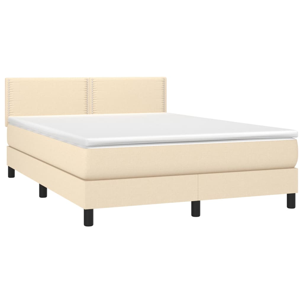 Krevet box spring s madracem LED krem 140x190 cm od tkanine
