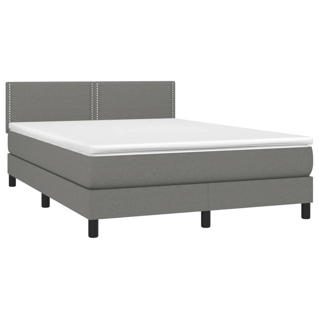 Krevet box spring s madracem LED tamnosivi 140x200 cm tkanina