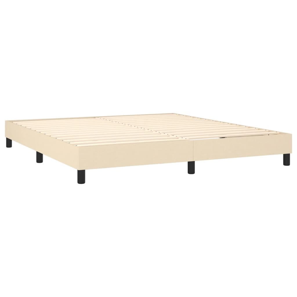 Krevet box spring s madracem LED krem 180x200 cm od tkanine