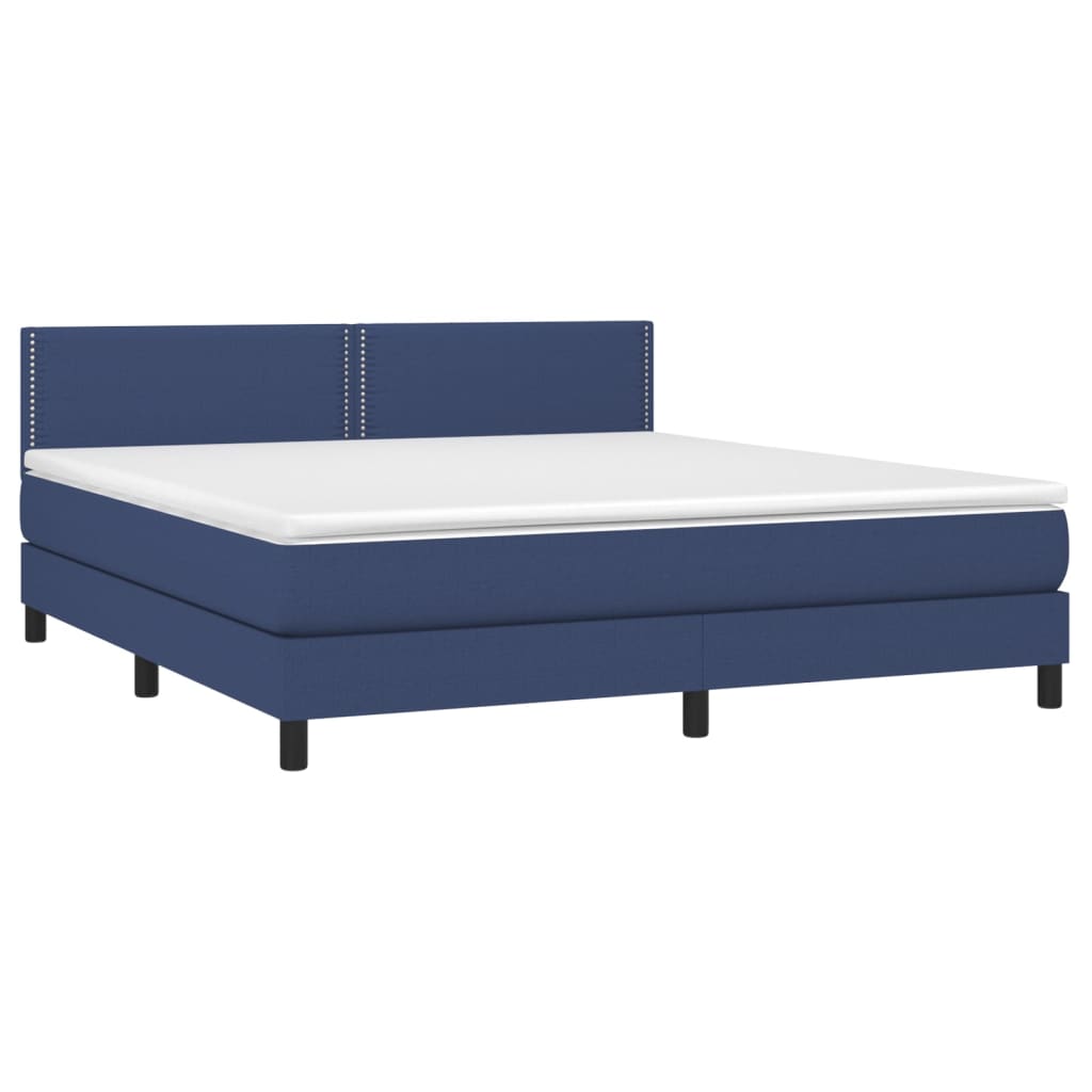 Krevet box spring s madracem LED plavi 180x200 cm od tkanine