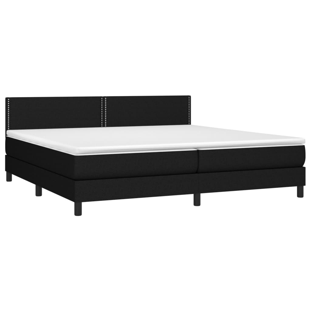 Krevet box spring s madracem LED crni 200x200 cm od tkanine