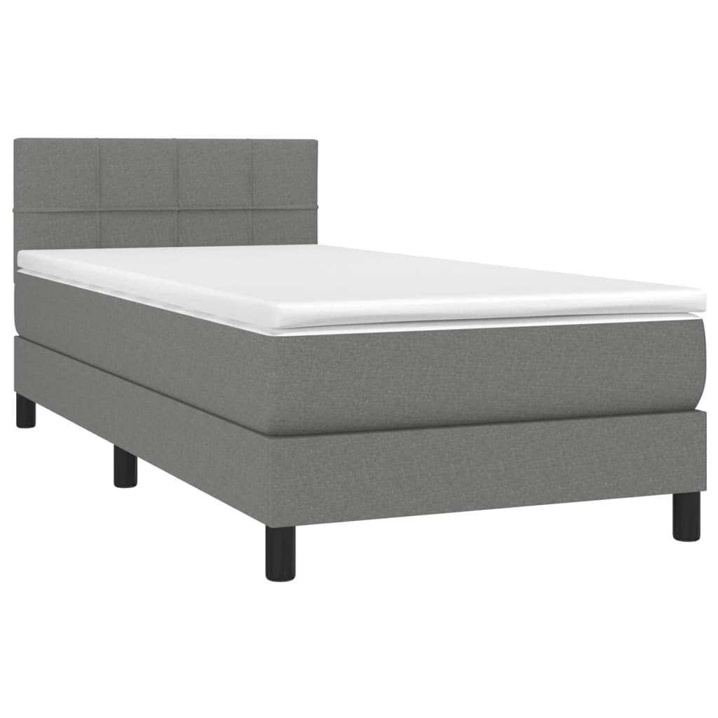 Krevet box spring s madracem LED tamnosivi 80 x 200 cm tkanina