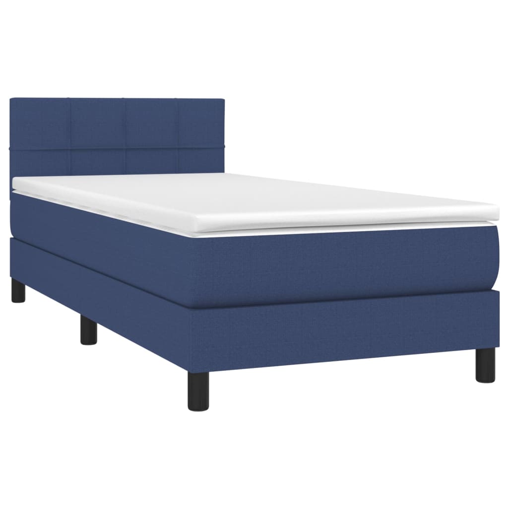Krevet box spring s madracem LED plavi 80 x 200 cm od tkanine