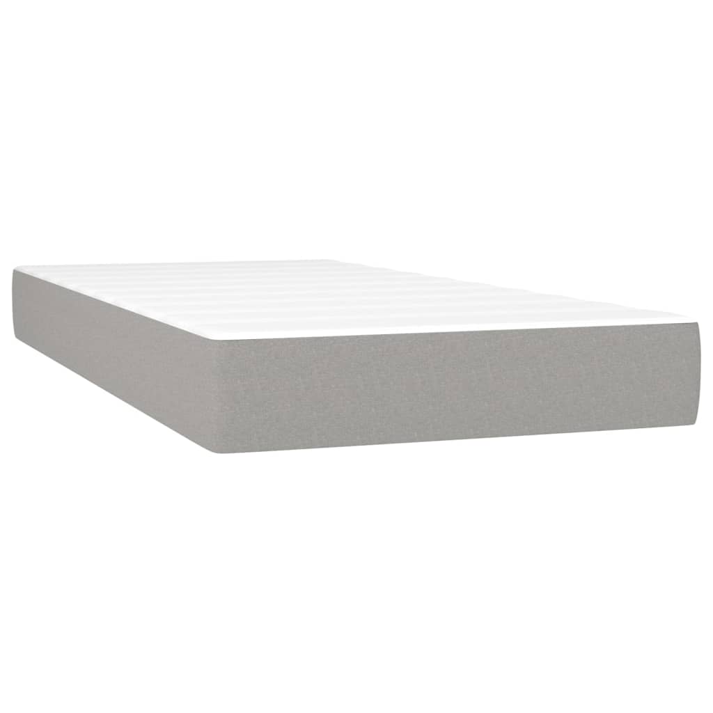 Krevet box spring s madracem LED svjetlosivi 100x200 cm tkanina