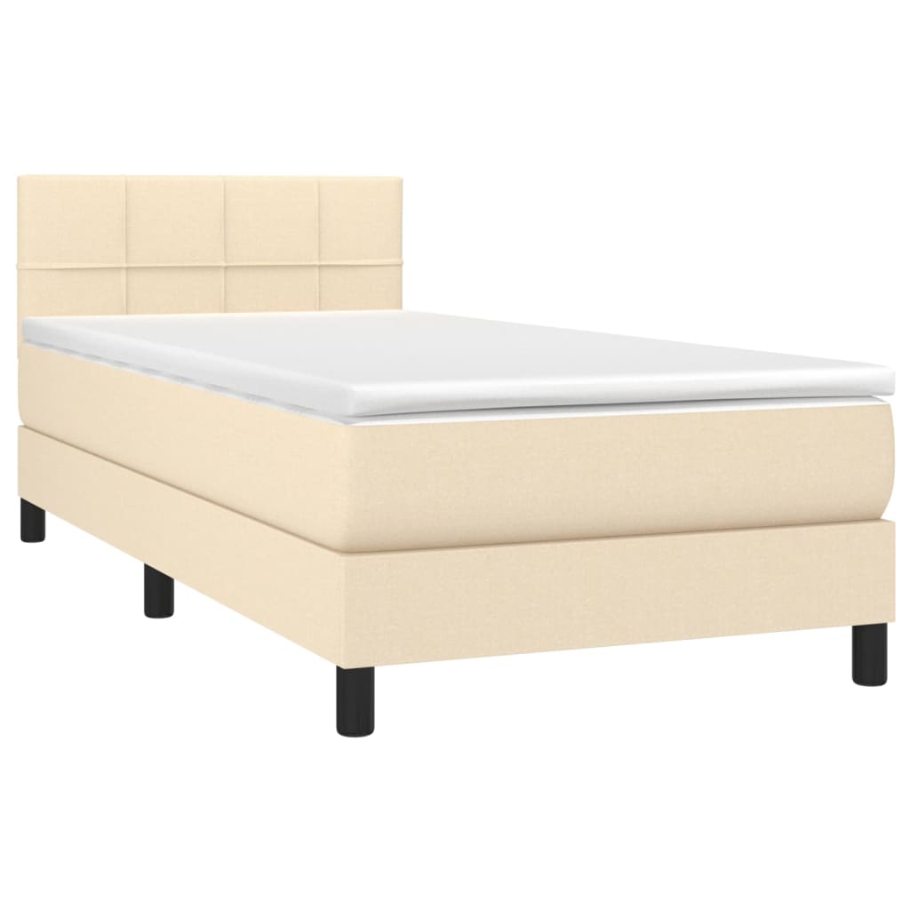 Krevet box spring s madracem LED krem 100x200 cm od tkanine