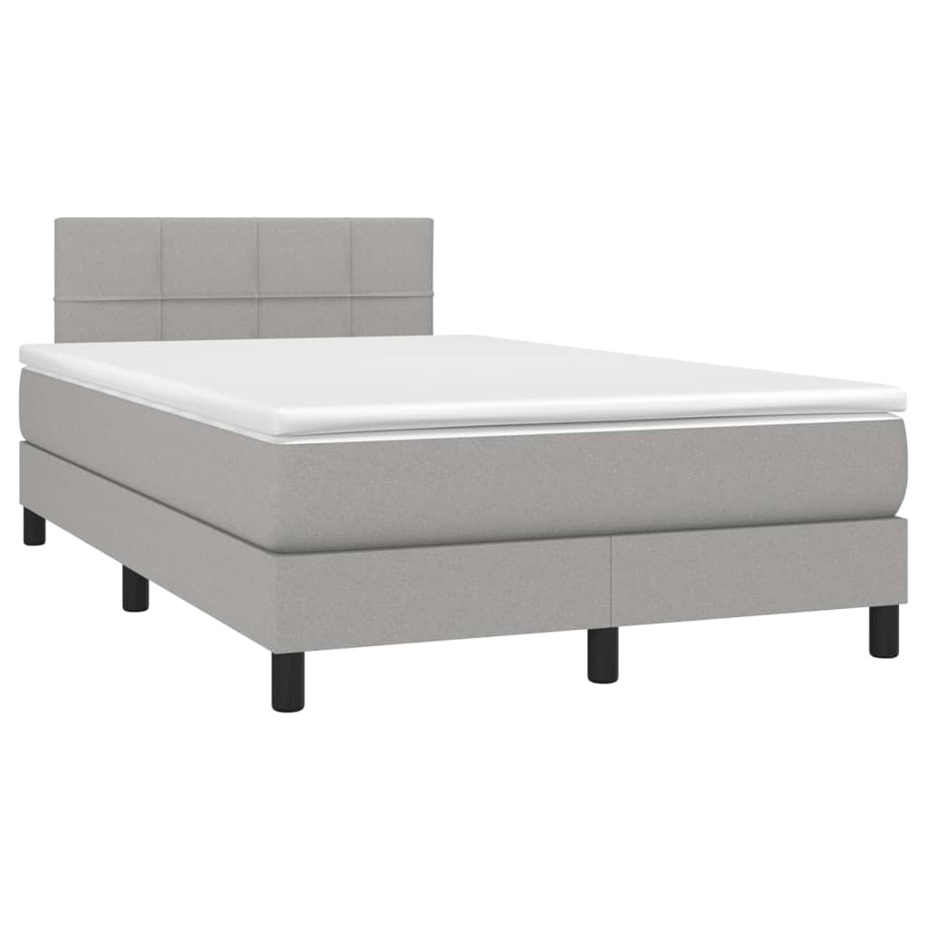 Krevet box spring s madracem LED svjetlosivi 120x200 cm tkanina