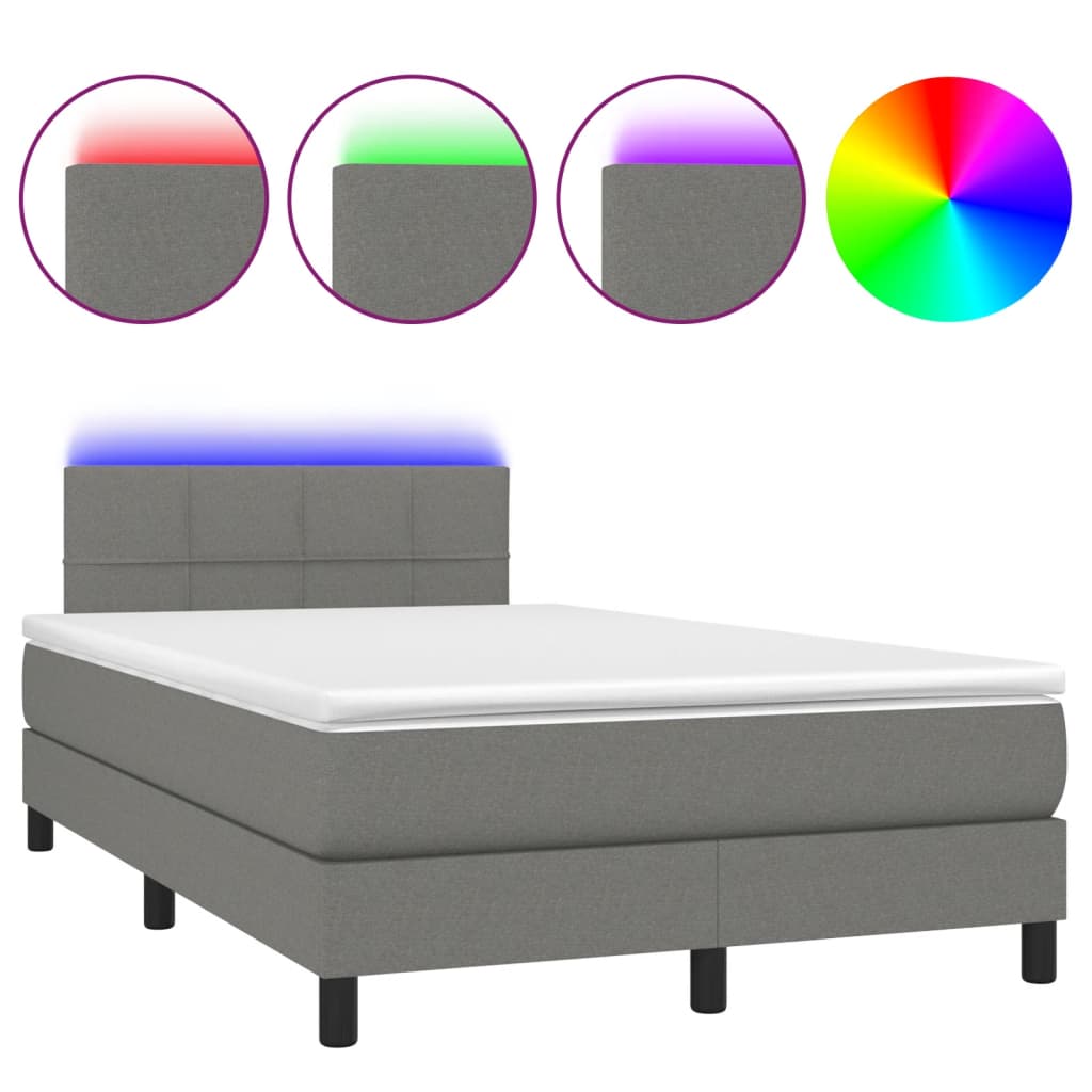 Krevet box spring s madracem LED tamnosivi 120 x 200 cm tkanina