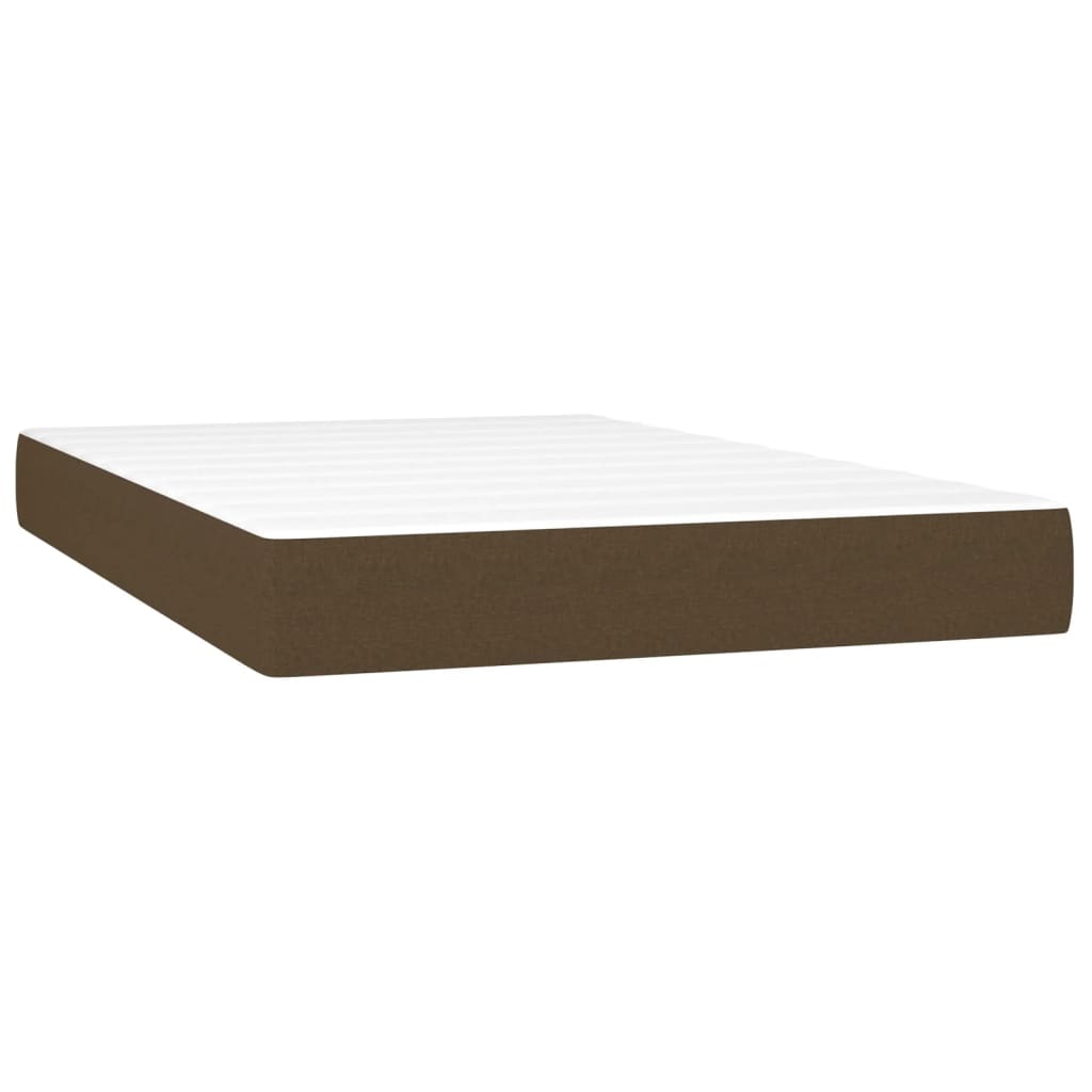 Krevet box spring s madracem LED tamnosmeđi 120x200 cm tkanina