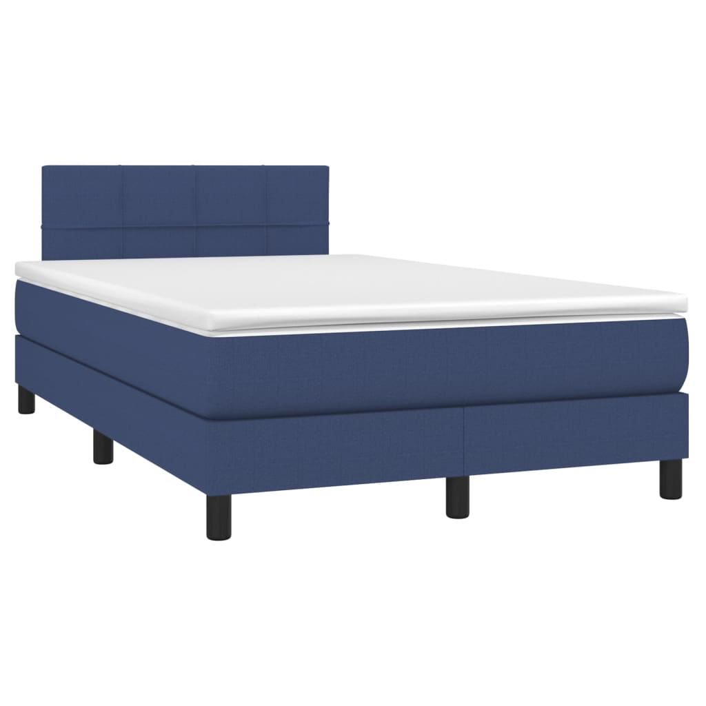 Krevet box spring s madracem LED plavi 120 x 200 cm od tkanine
