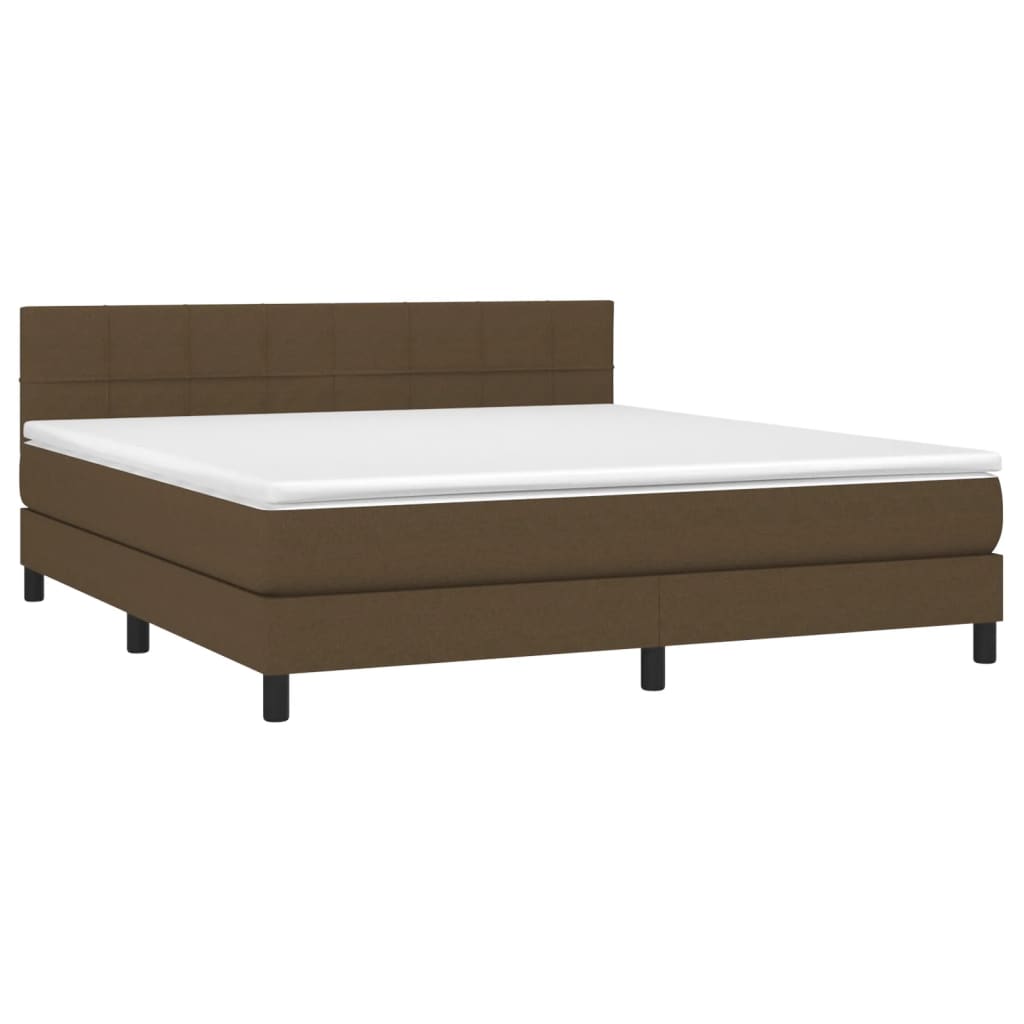 Krevet box spring s madracem LED tamnosmeđi 160x200 cm tkanina