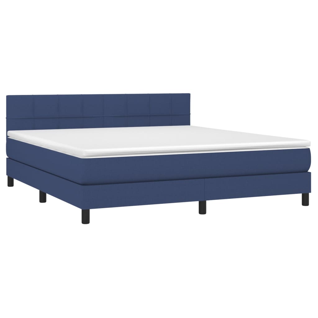 Krevet box spring s madracem LED plavi 160x200 cm od tkanine