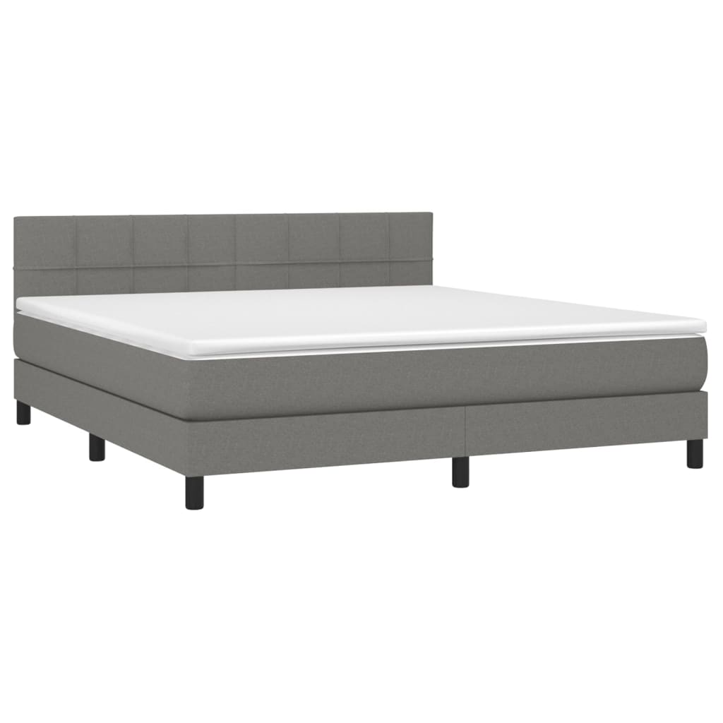 Krevet box spring s madracem LED tamnosivi 180x200 cm tkanina