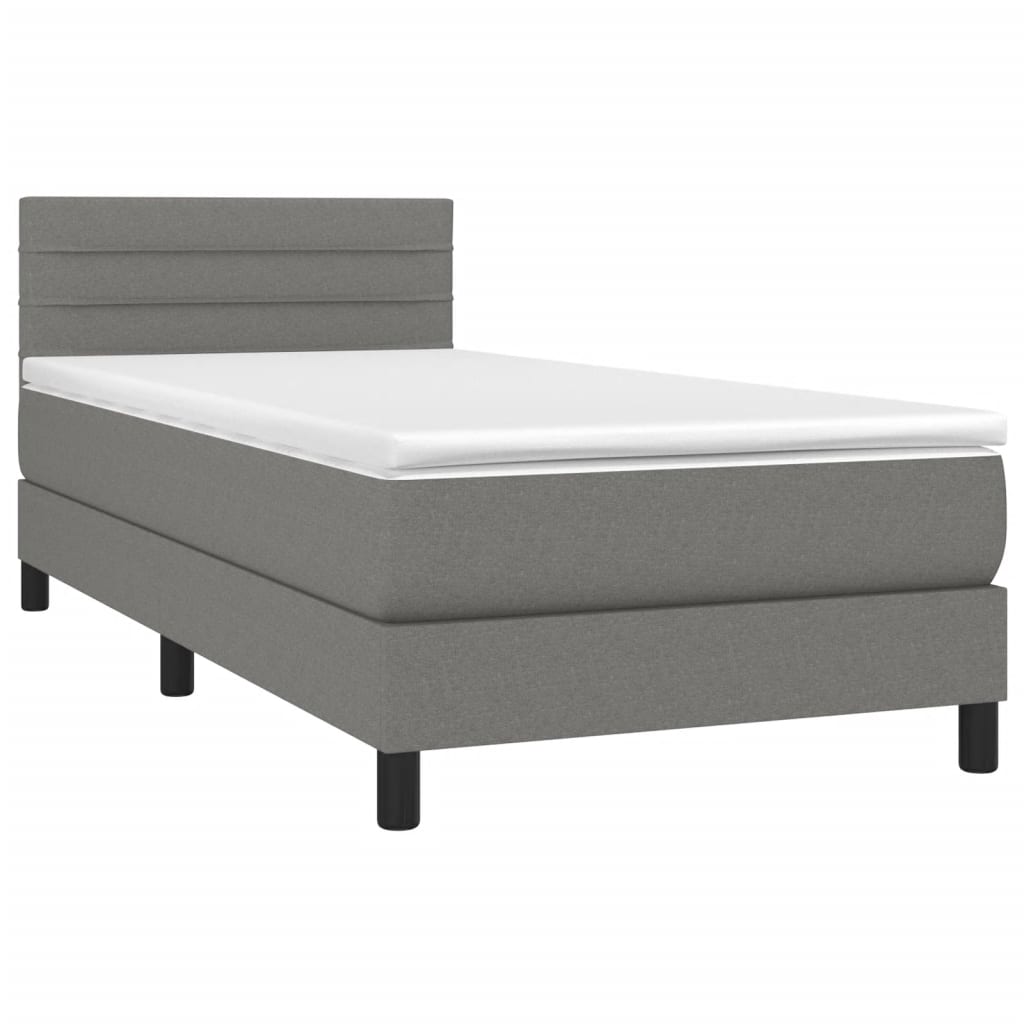 Krevet box spring s madracem LED tamnosivi 80 x 200 cm tkanina