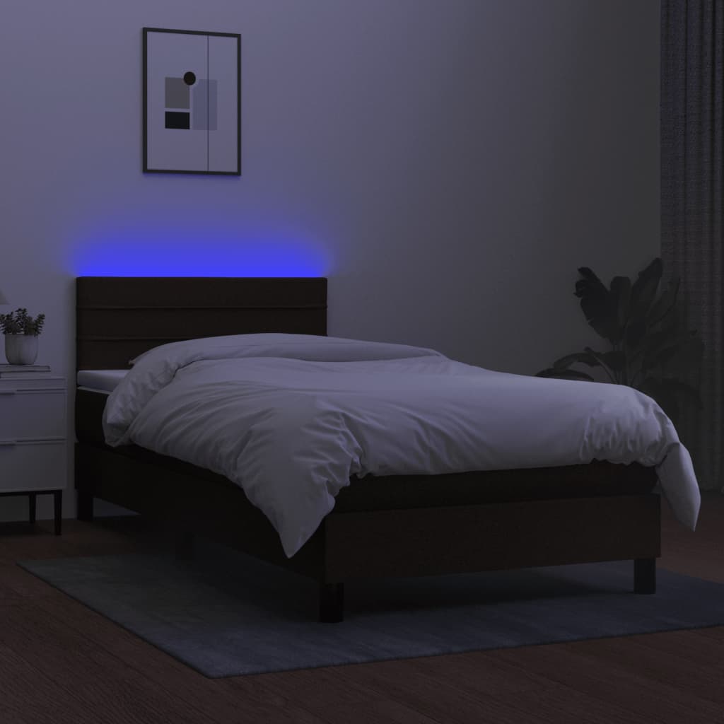 Krevet box spring s madracem LED crni 80 x 200 cm od tkanine