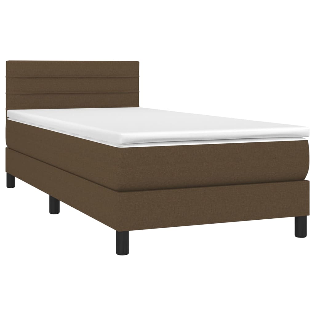 Krevet box spring s madracem LED tamnosmeđi 90x190 cm tkanina