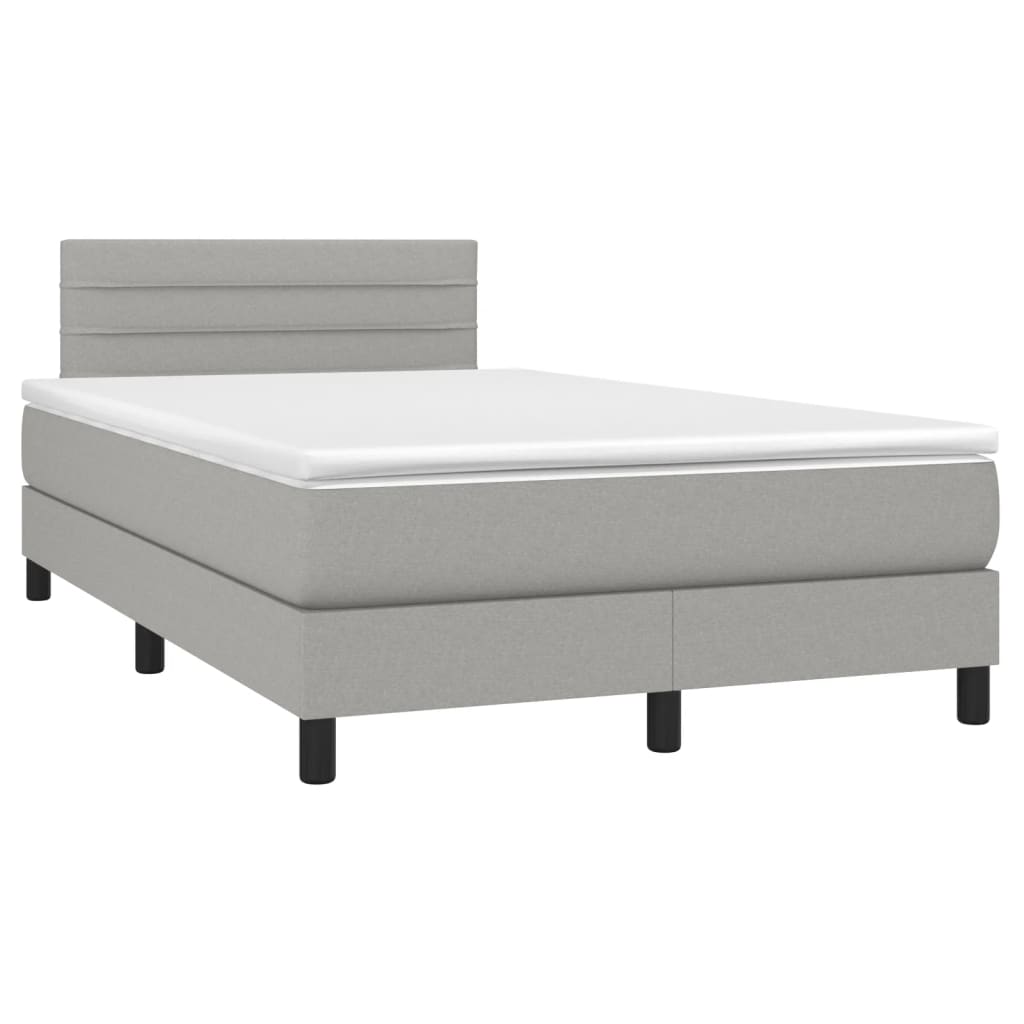 Krevet box spring s madracem LED svjetlosivi 120x200 cm tkanina
