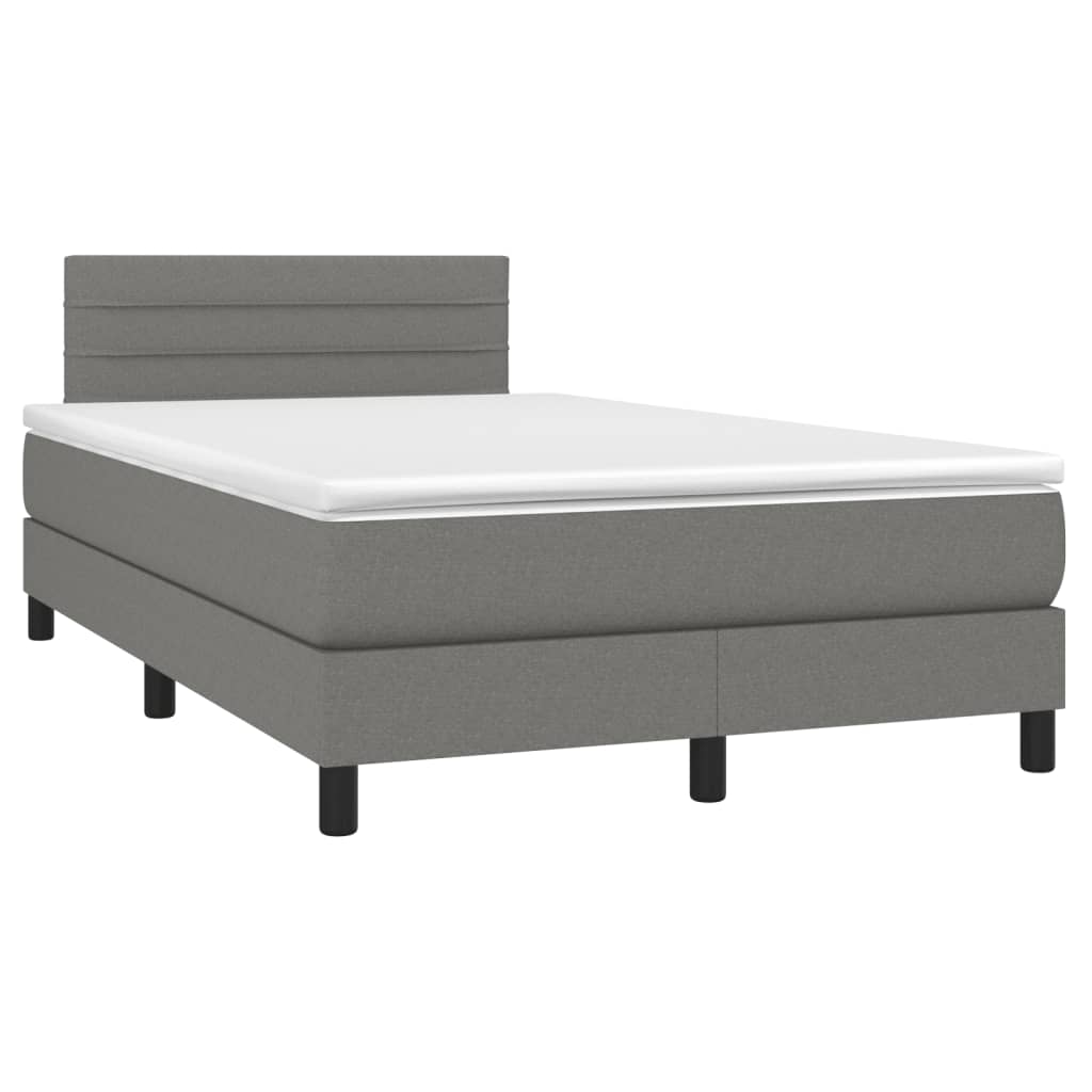 Krevet box spring s madracem LED tamnosivi 120 x 200 cm tkanina