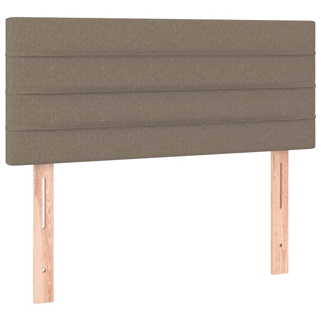 Krevet box spring s madracem LED smeđesivi 120 x 200 cm tkanina