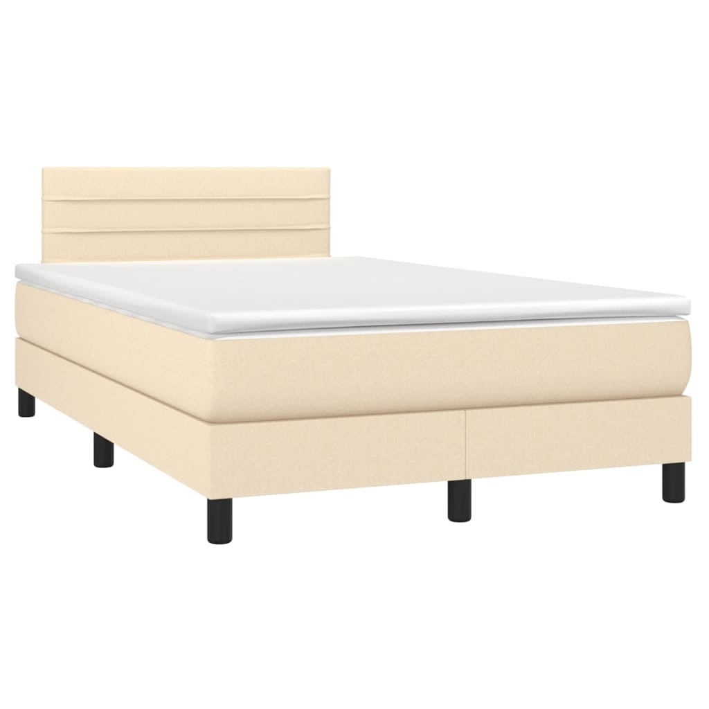 Krevet box spring s madracem LED krem 120 x 200 cm od tkanine