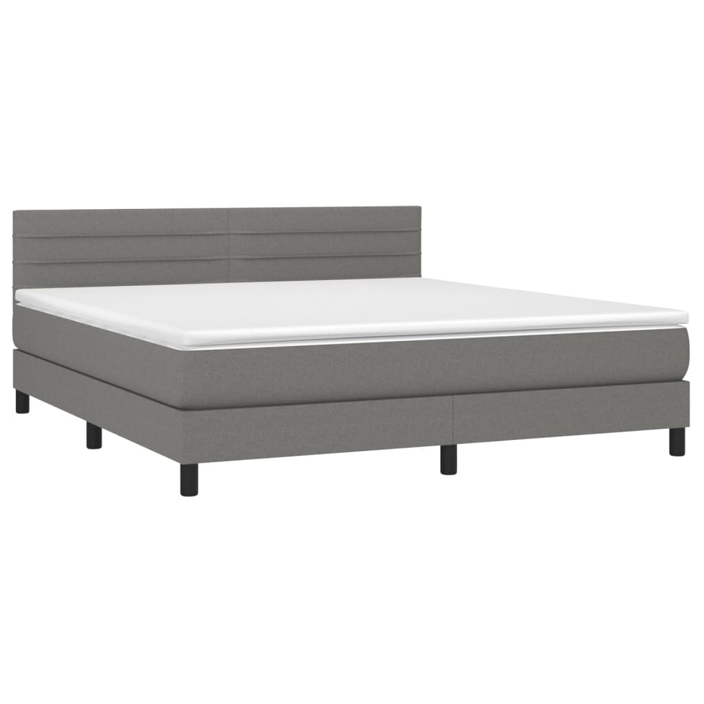 Krevet box spring s madracem LED tamnosivi 160x200 cm tkanina