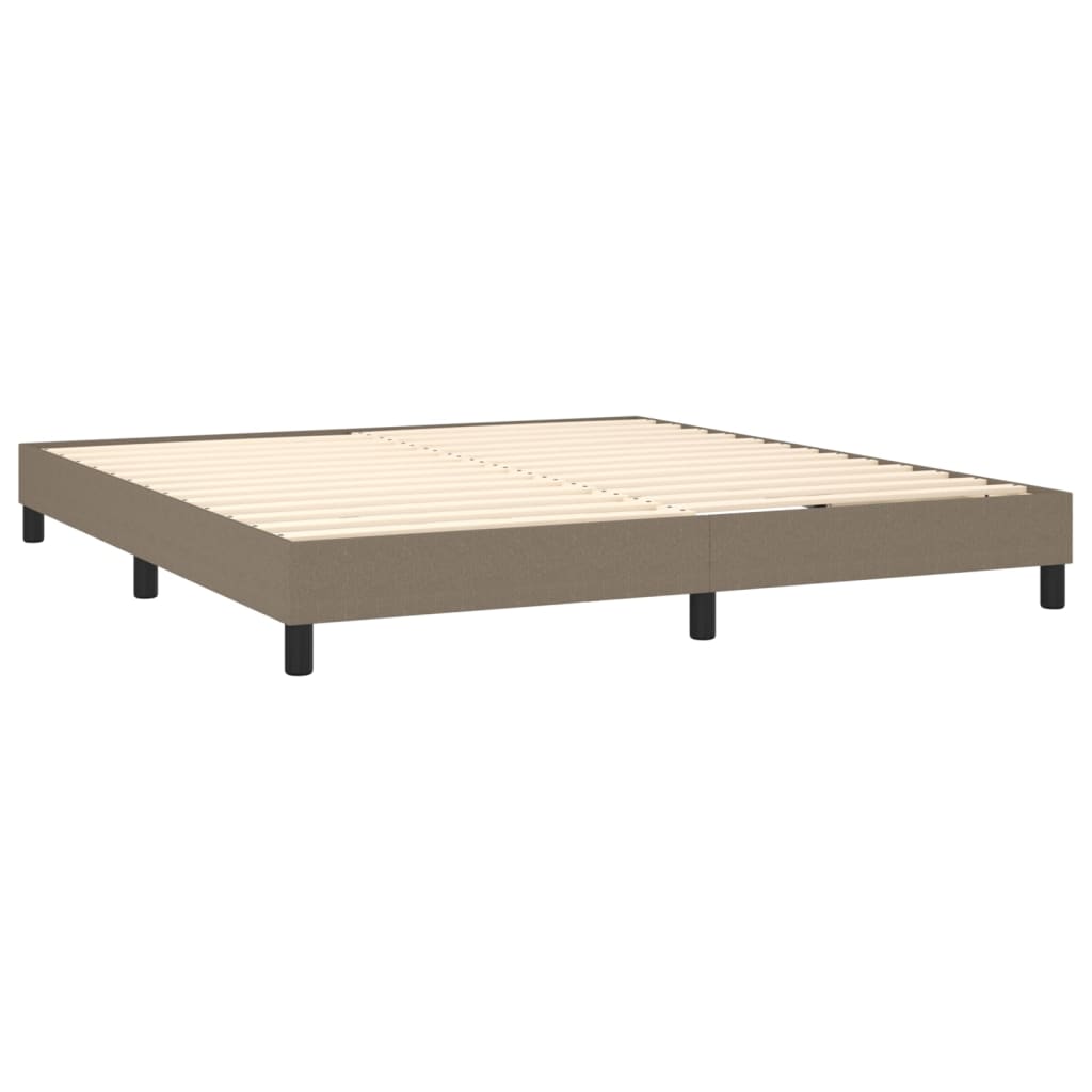 Krevet box spring s madracem LED smeđesivi 180x200 cm tkanina