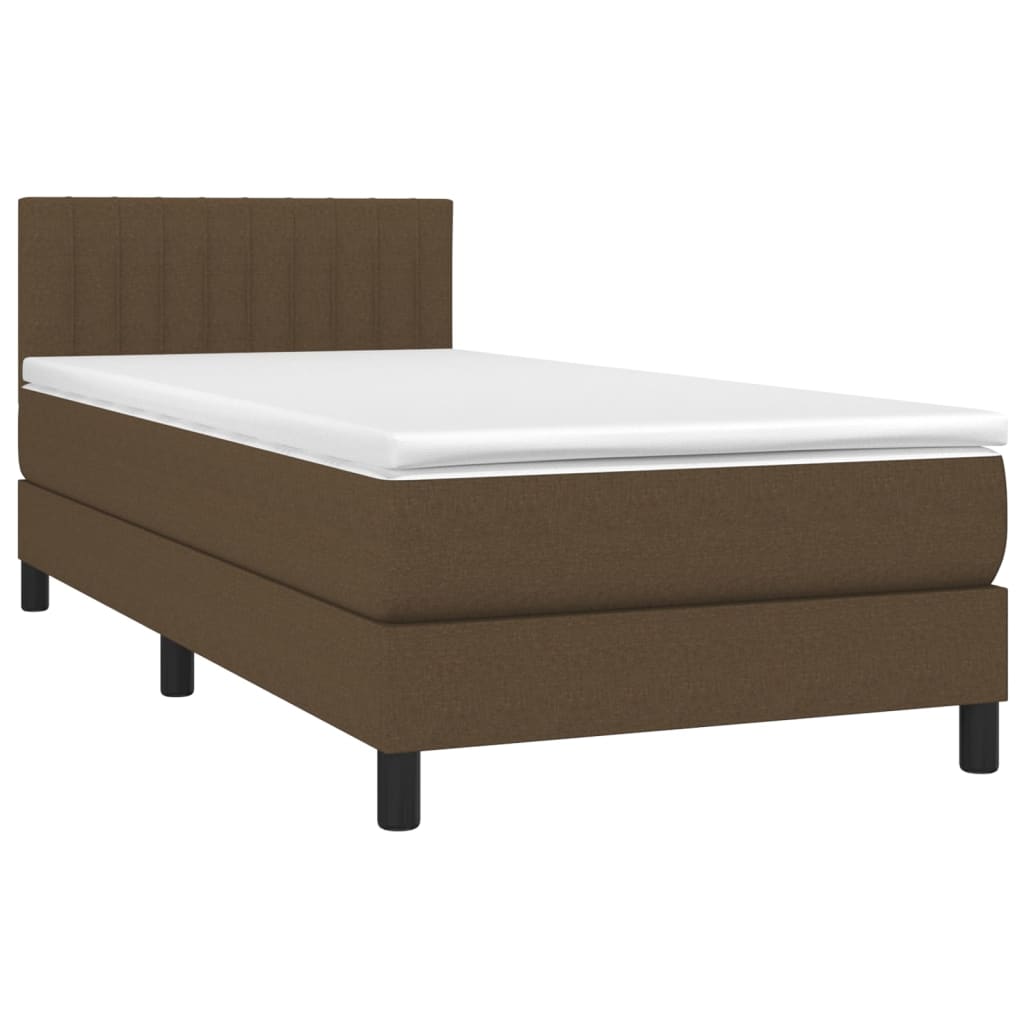 Krevet box spring s madracem LED tamnosmeđi 80 x 200 cm tkanina