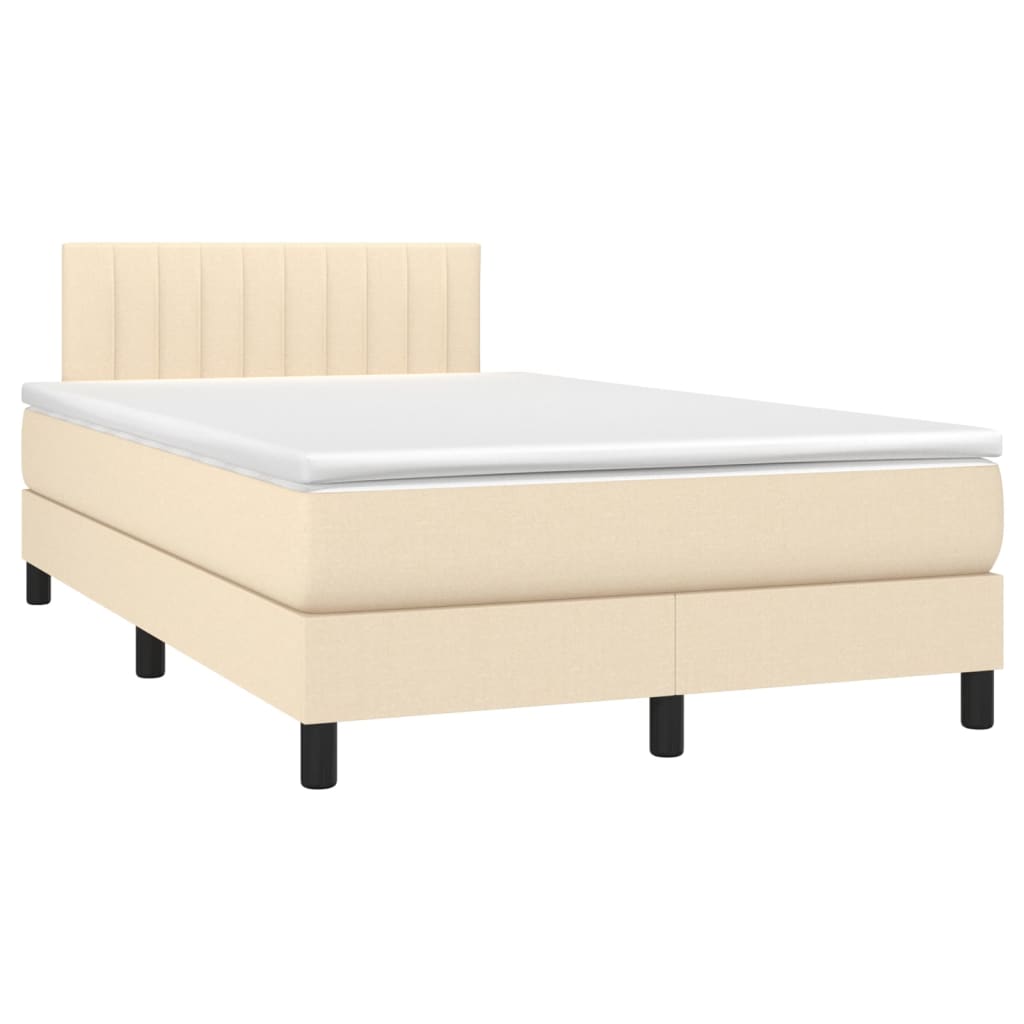 Krevet box spring s madracem LED krem 120 x 200 cm od tkanine