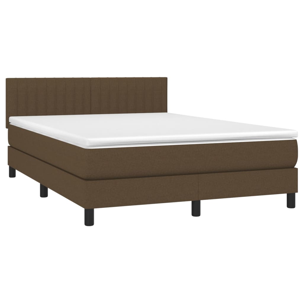 Krevet box spring s madracem LED tamnosmeđi 140x190 cm tkanina