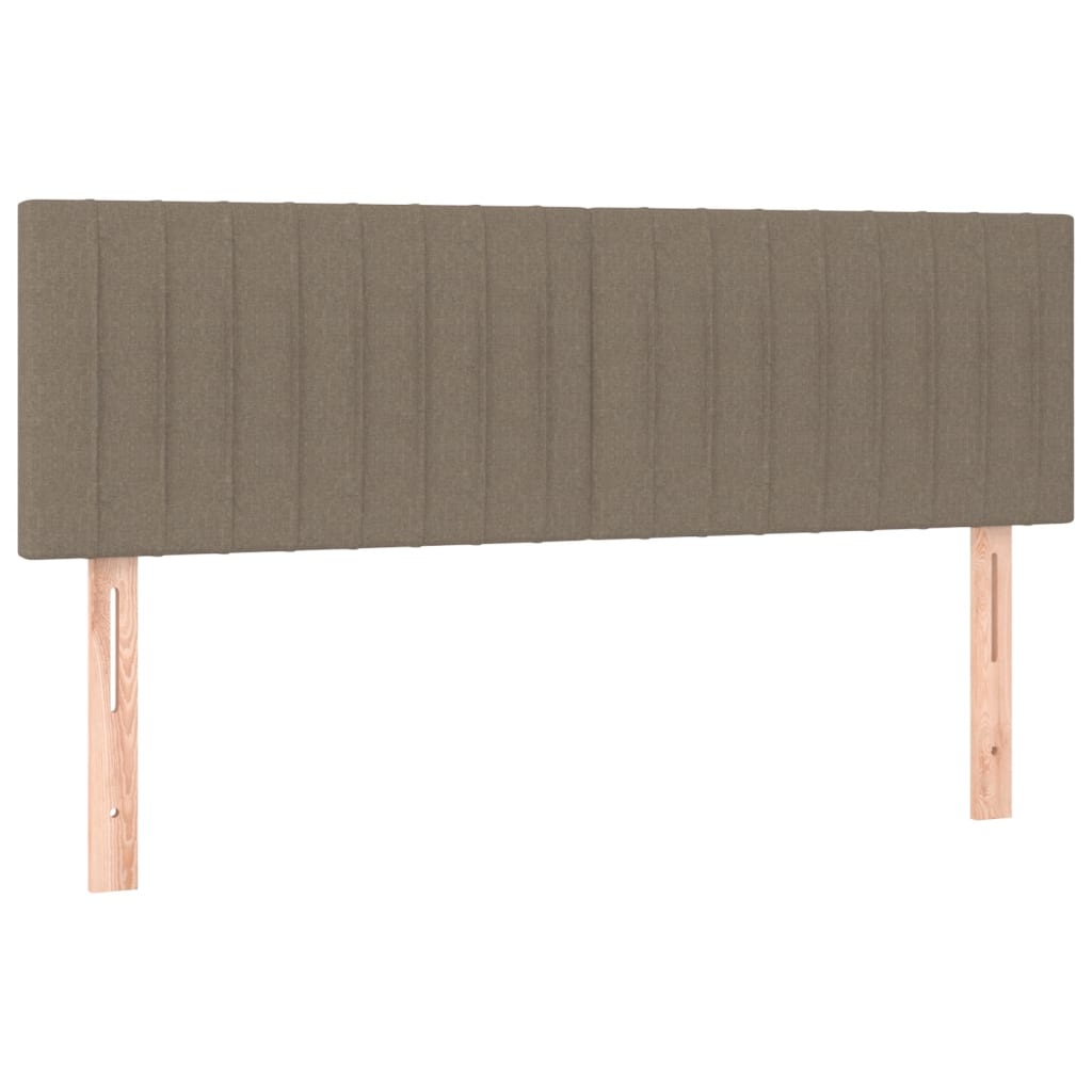 Krevet box spring s madracem LED smeđesivi 140x200 cm tkanina