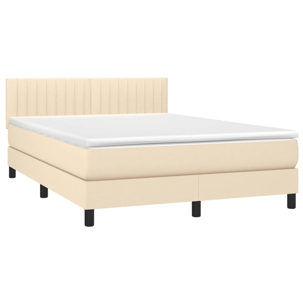 Krevet box spring s madracem LED krem 140x200 cm od tkanine