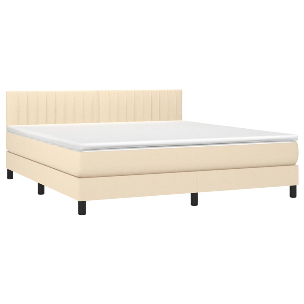 Krevet box spring s madracem LED krem 160x200 cm od tkanine
