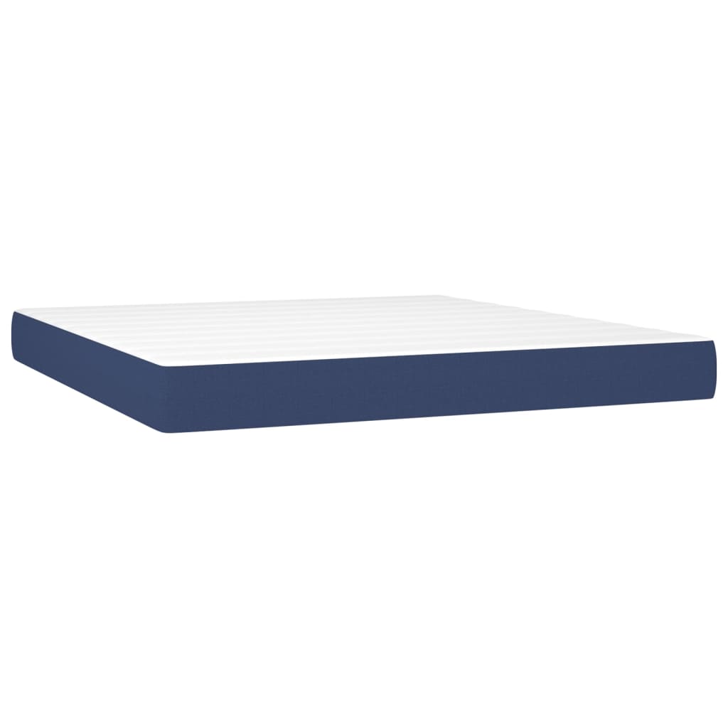 Krevet box spring s madracem LED plavi 180x200 cm od tkanine