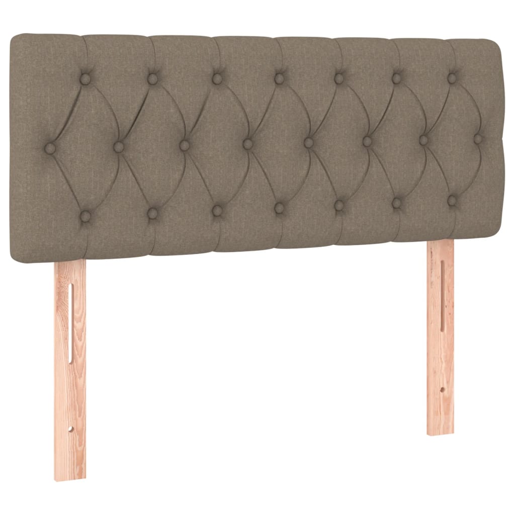 Krevet box spring s madracem LED smeđesivi 90x200 cm tkanina