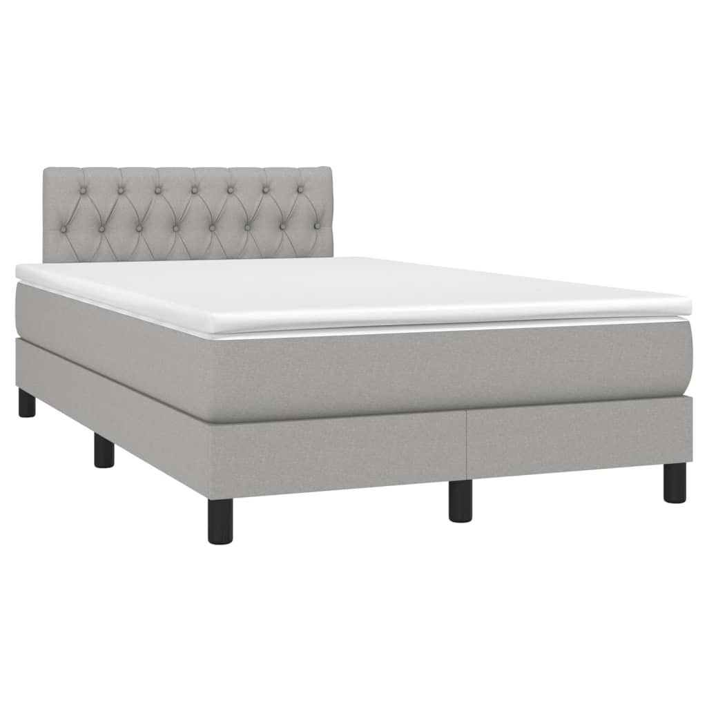 Krevet box spring s madracem LED svjetlosivi 120x200 cm tkanina