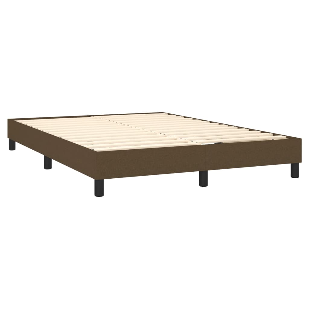 Krevet box spring s madracem LED tamnosmeđi 140x200 cm tkanina
