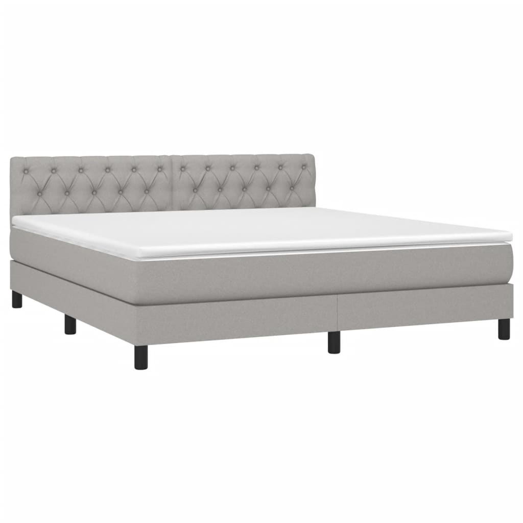 Krevet box spring s madracem LED svjetlosivi 160x200 cm tkanina