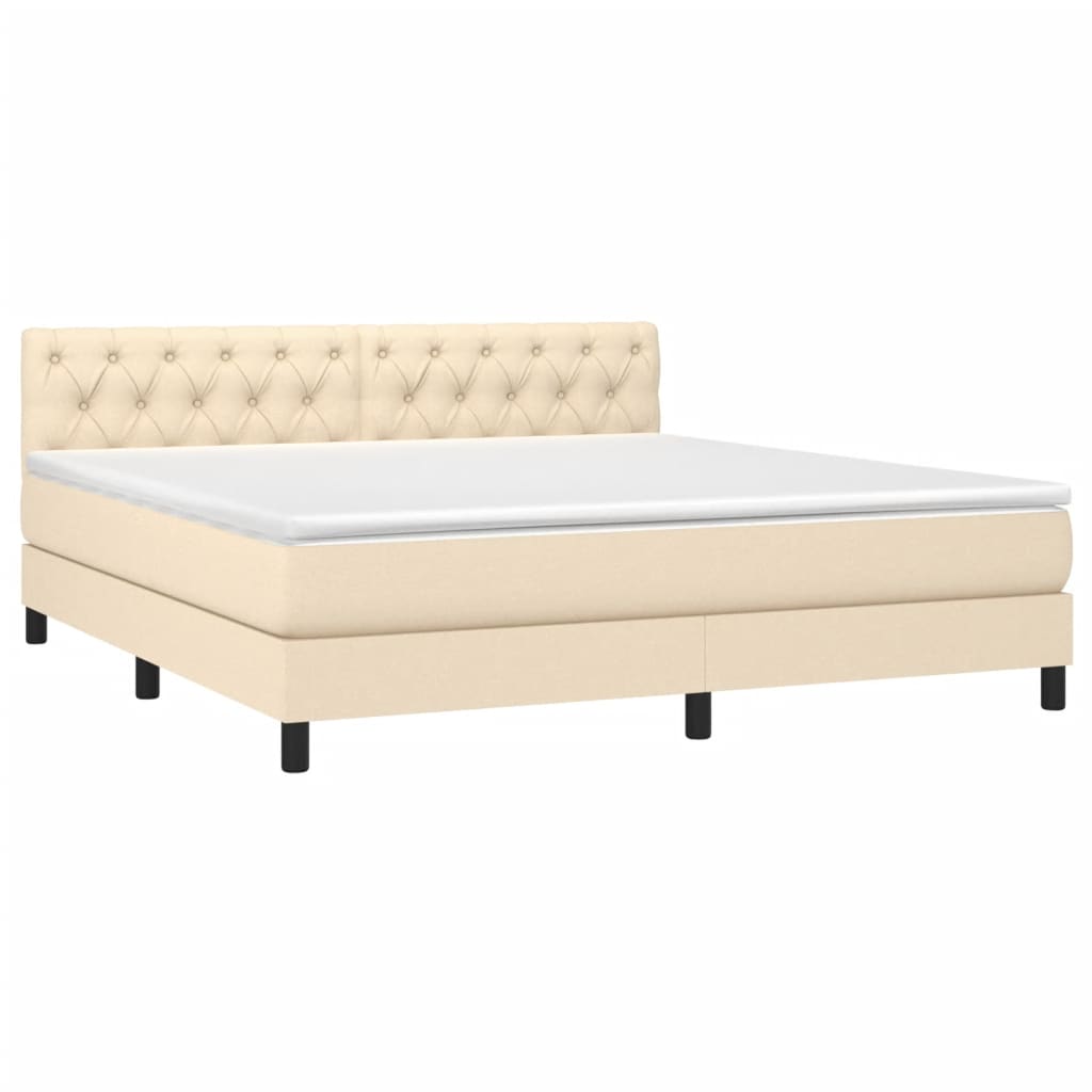 Krevet box spring s madracem LED krem 160x200 cm od tkanine