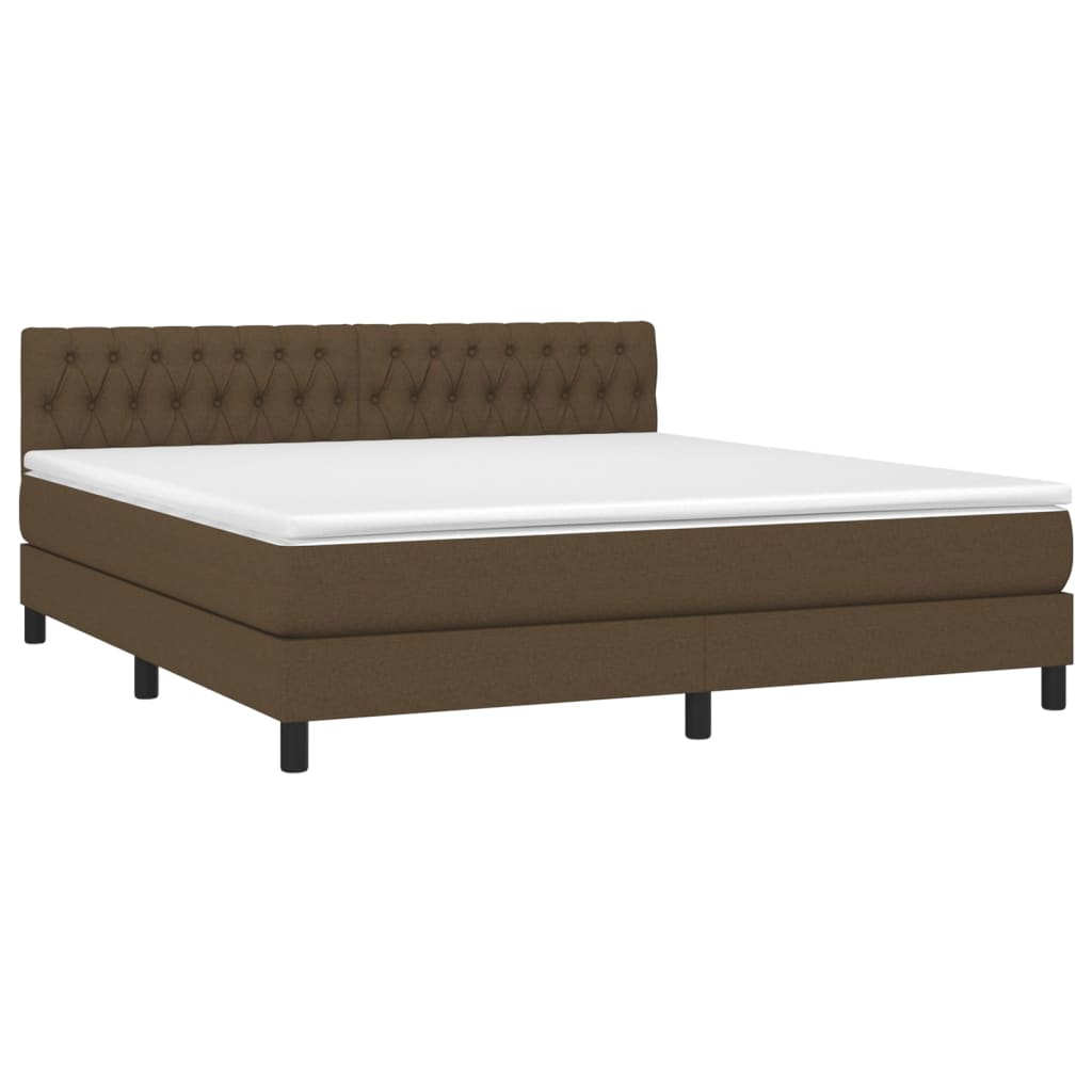 Krevet box spring s madracem LED tamnosmeđi 180x200 cm tkanina