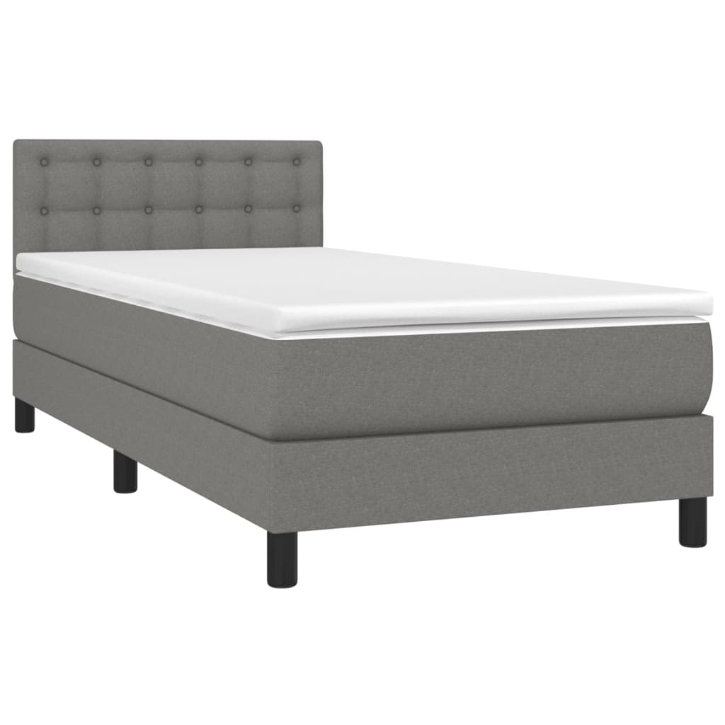 Krevet box spring s madracem LED tamnosivi 80 x 200 cm tkanina