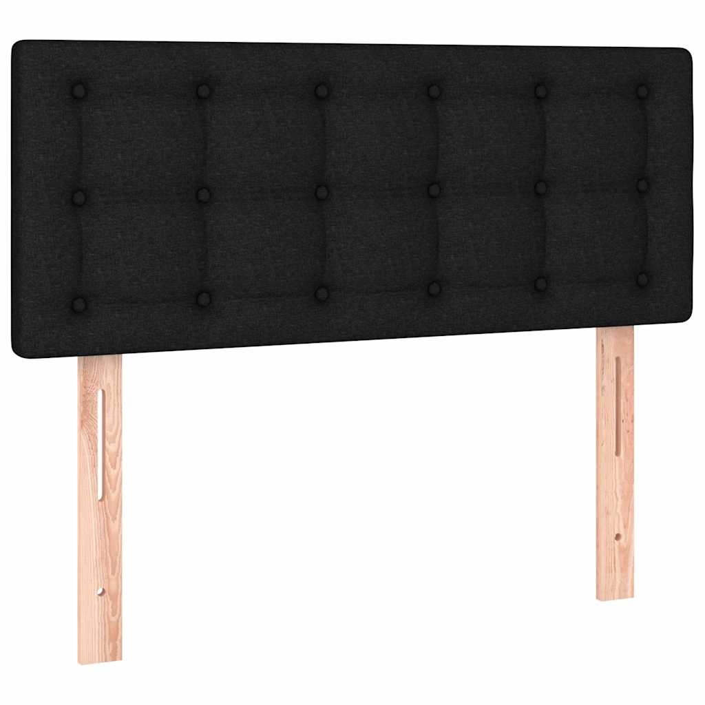 Krevet box spring s madracem LED crni 90x200 cm od tkanine