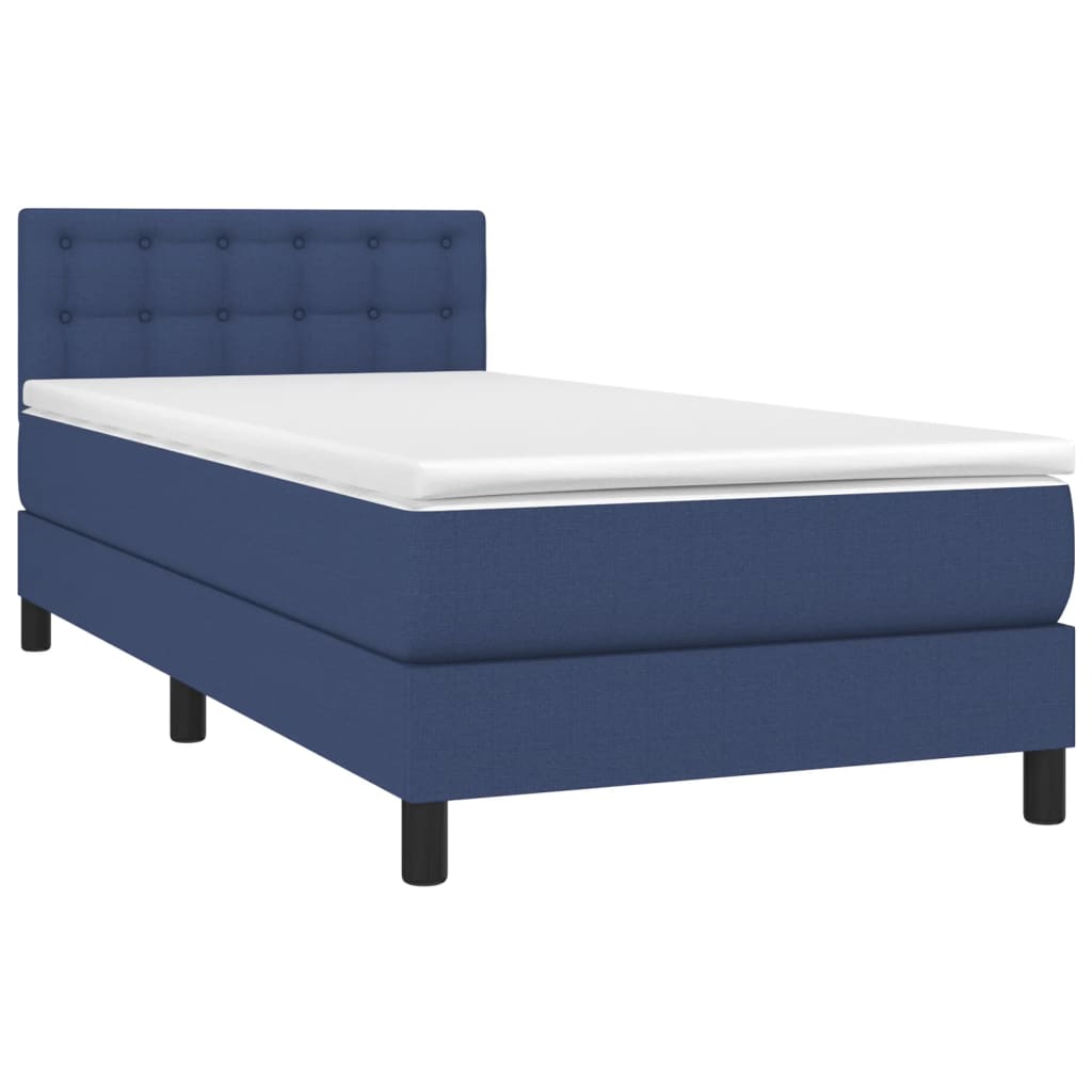 Krevet box spring s madracem LED plavi 90x200 cm od tkanine