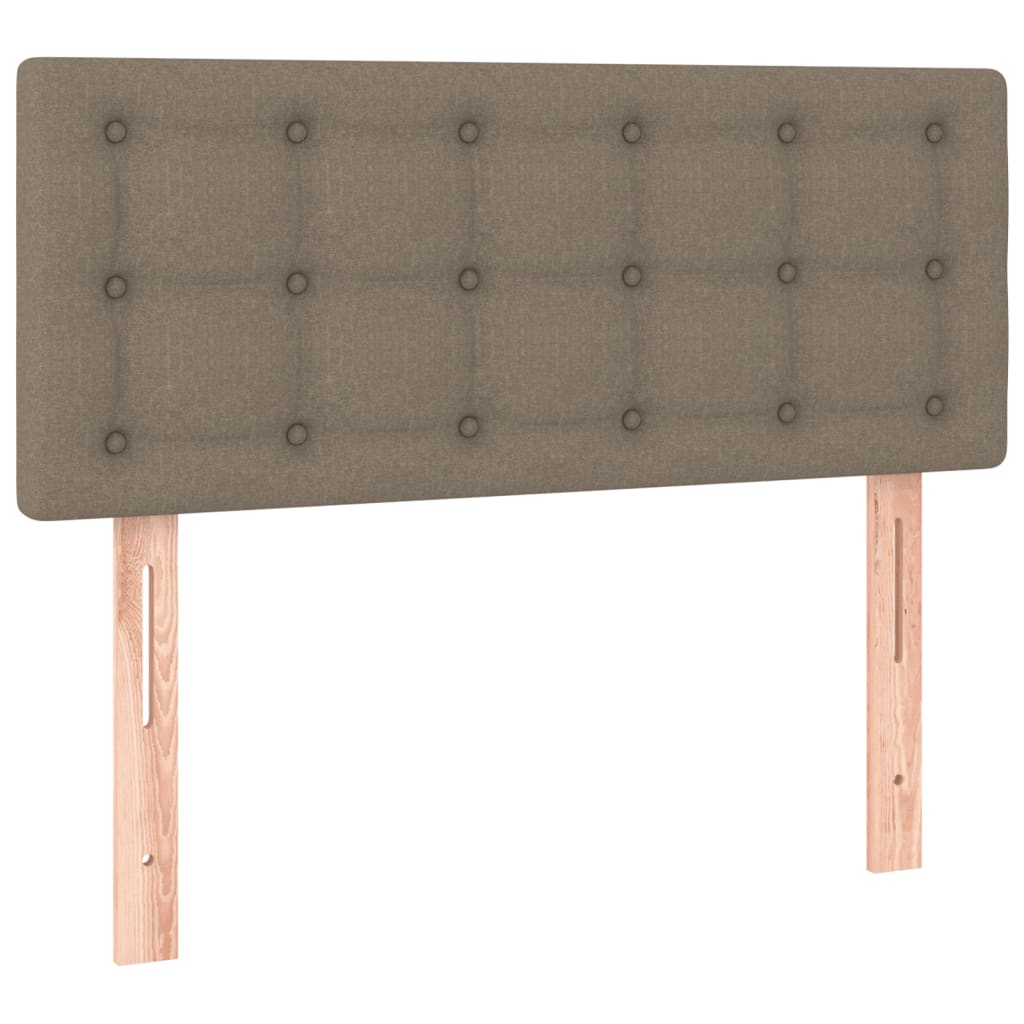 Krevet box spring s madracem LED smeđesivi 100x200 cm tkanina