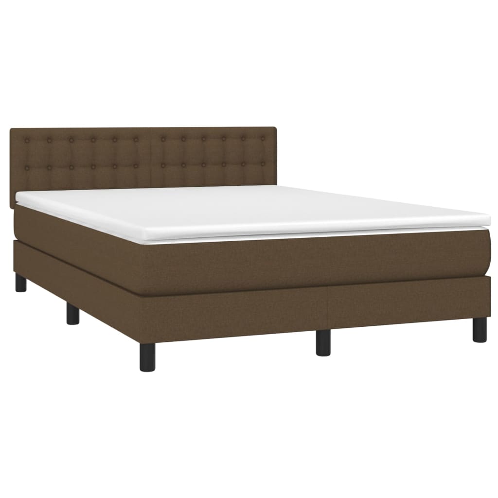 Krevet box spring s madracem LED tamnosmeđi 140x190 cm tkanina