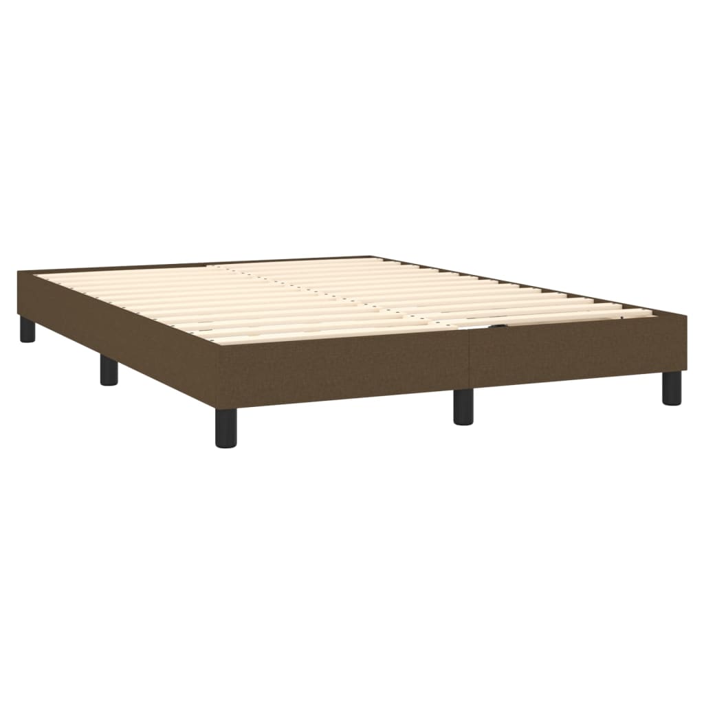 Krevet box spring s madracem LED tamnosmeđi 140x190 cm tkanina
