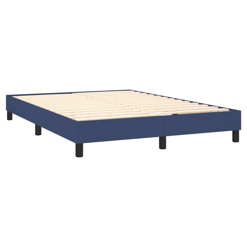 Krevet box spring s madracem LED plavi 140x190 cm od tkanine